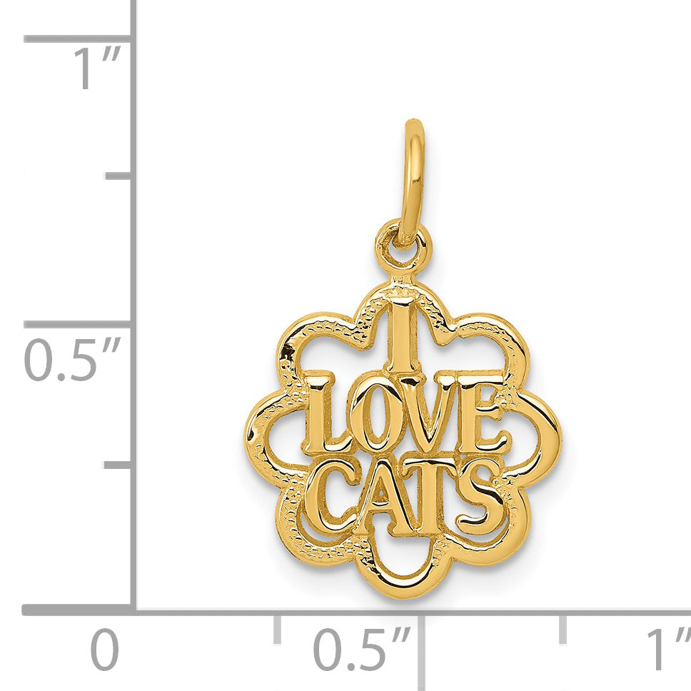 14k I LOVE CATS Charm C1887