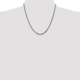 14K White Gold 26 inch 3.5mm Diamond-cut Rope with Lobster Clasp Chain 025W