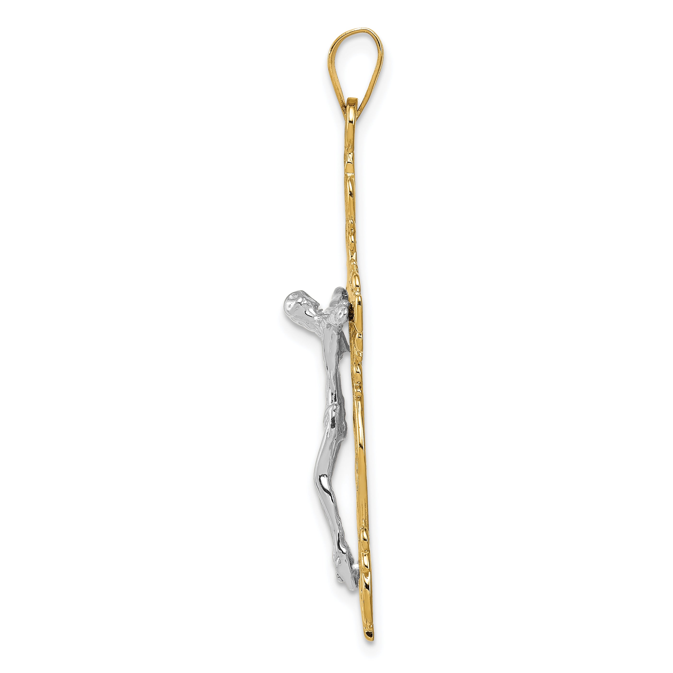 14k Two-tone Diamond-cut Crucifix Pendant C2005