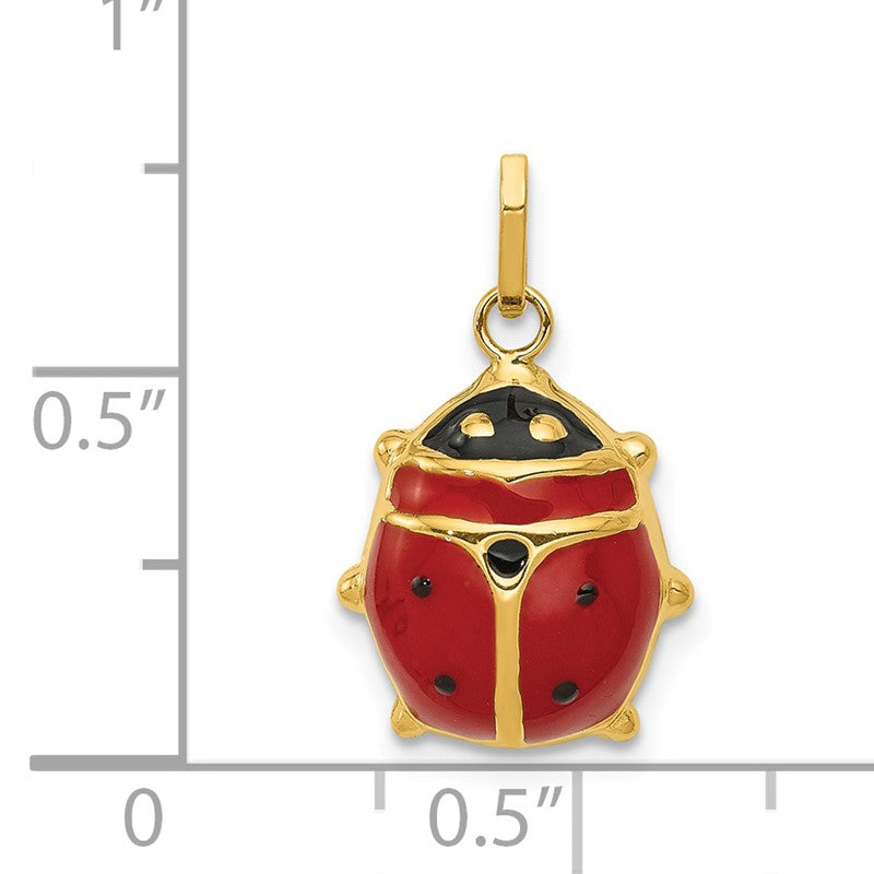 14k Red and Black Enameled Ladybug Charm XCH214