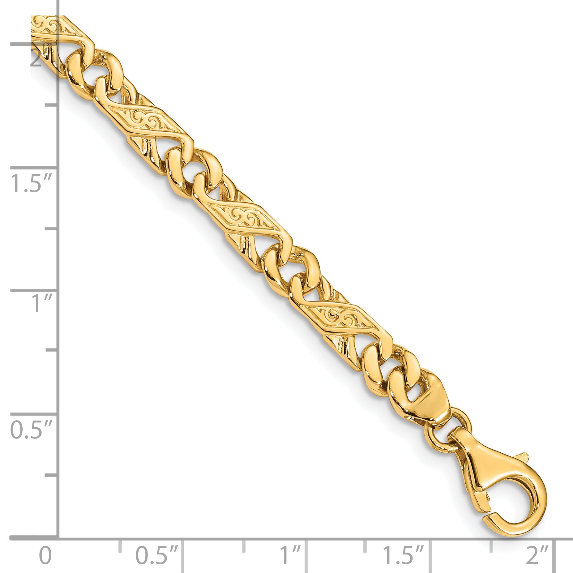 14K 18 inch 5.5mm Hand Polished Fancy Link with Fancy Lobster Clasp Chain LK161
