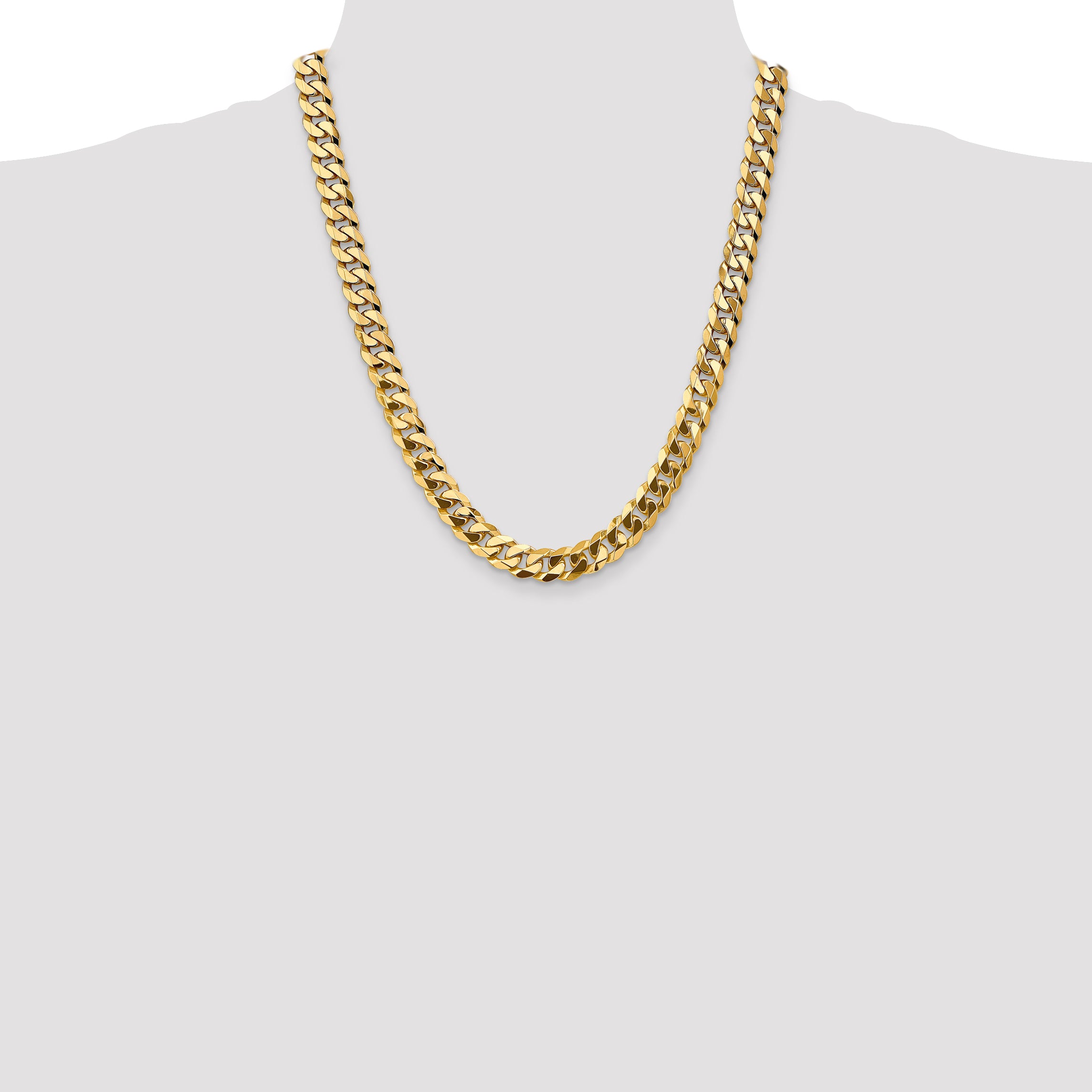 14K 26 inch 9.5mm Flat Beveled Curb with Lobster Clasp Chain FBU250