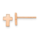 14k Rose Gold Polished Small Cross Post Earrings TE664R