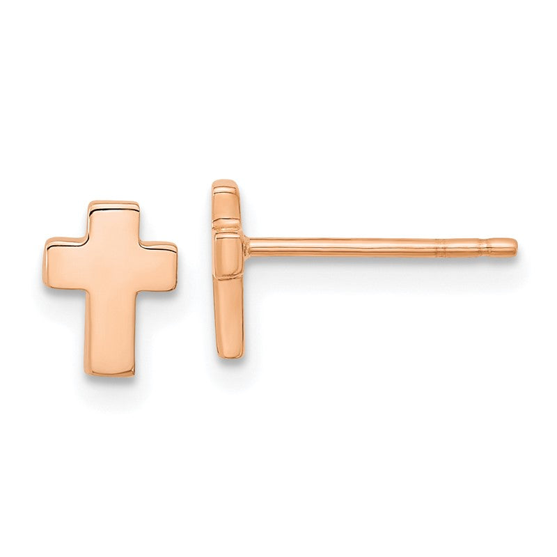 14k Rose Gold Polished Small Cross Post Earrings TE664R