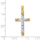 14K and White Rhodium Cross Pendant D4411