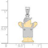 14k Two-tone The Kids Small Boy with Hat on Left Engravable Love Charm XK413