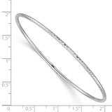 14k White Gold Polished Diamond-cut Tube 2.00mm Slip-on Round Bangle Bracelet DB485