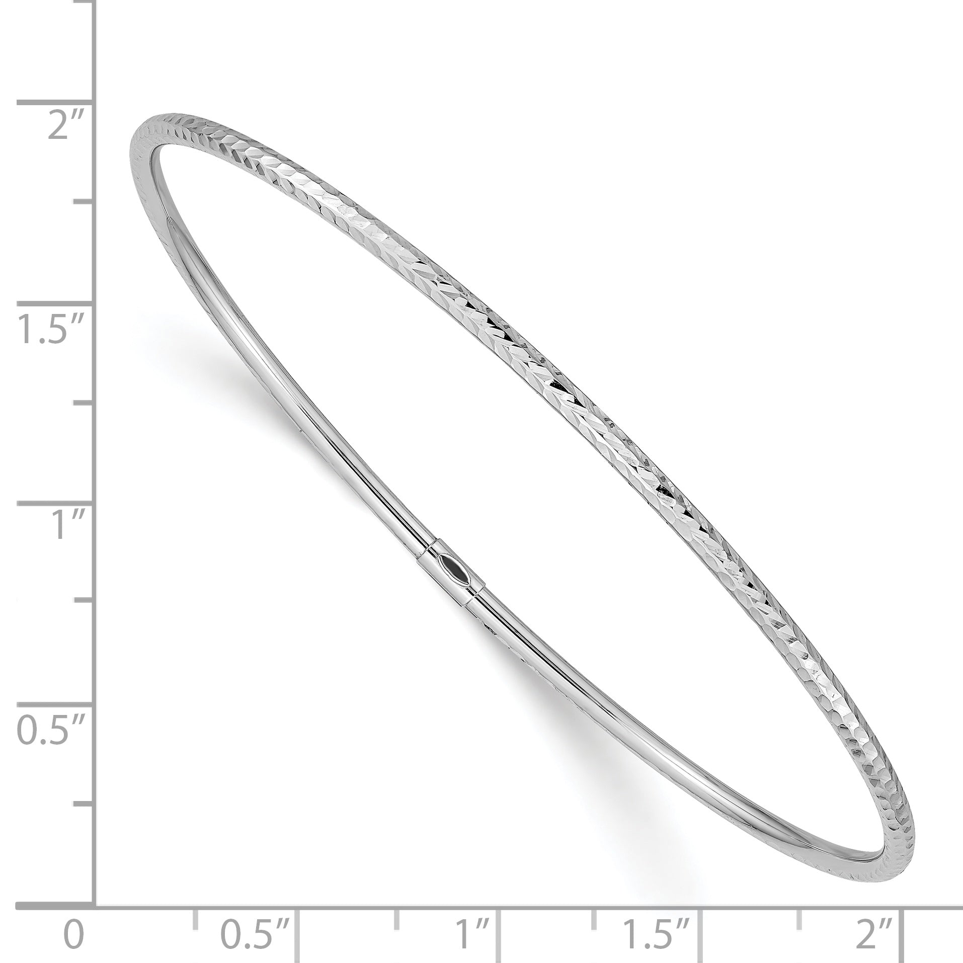 14k White Gold Polished Diamond-cut Tube 2.00mm Slip-on Round Bangle Bracelet DB485