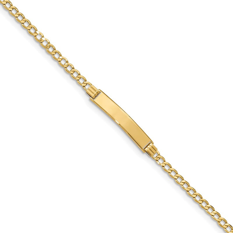 14k Polished Semi-Solid Chain/Solid Plate Cuban Link 25.5x5mm Plate 7 inch ID Bracelet DCID106