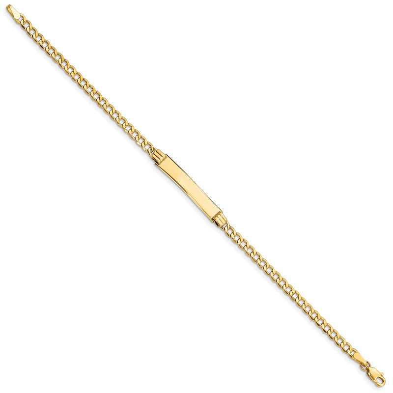 14k Polished Semi-Solid Chain/Solid Plate Cuban Link 25.5x5mm Plate 7 inch ID Bracelet DCID106