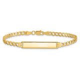 14k Polished Semi-Solid Chain/Solid Plate Cuban Link 25.5x5mm Plate 7 inch ID Bracelet DCID106