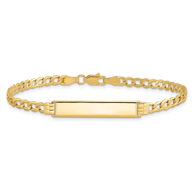 14k Polished Semi-Solid Chain/Solid Plate Cuban Link 25.5x5mm Plate 7 inch ID Bracelet DCID106