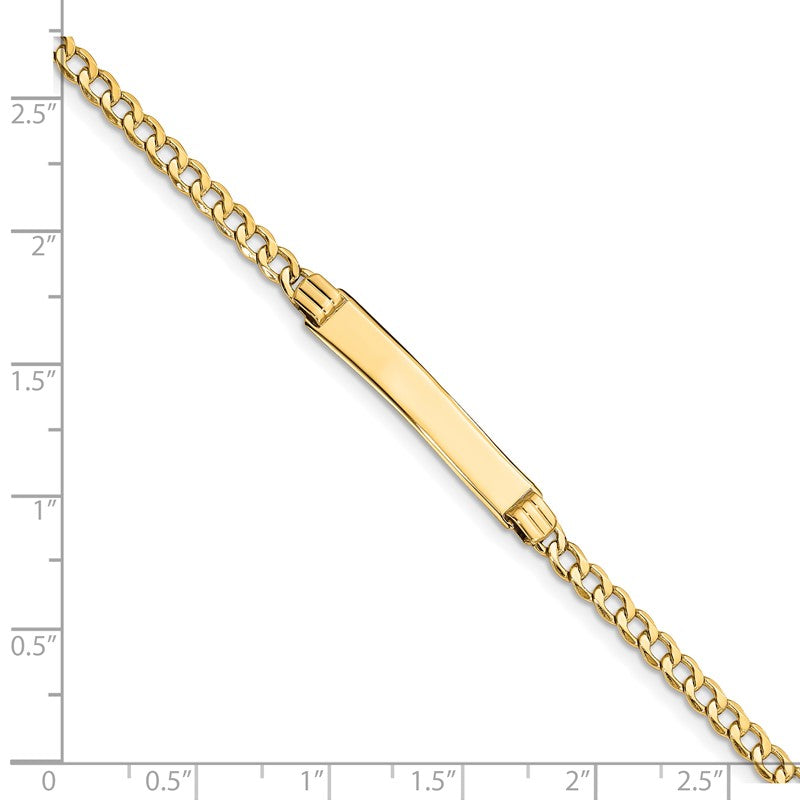 14k Polished Semi-Solid Chain/Solid Plate Cuban Link 25.5x5mm Plate 7 inch ID Bracelet DCID106