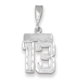 14kw Small Brushed Diamond-cut Number 13 Charm WSN13