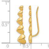 14k Graduated Hearts Polished Ear Climber Earrings TH967