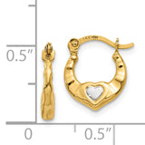 14K & Rhodium Heart Hollow Hoop Earrings TL730