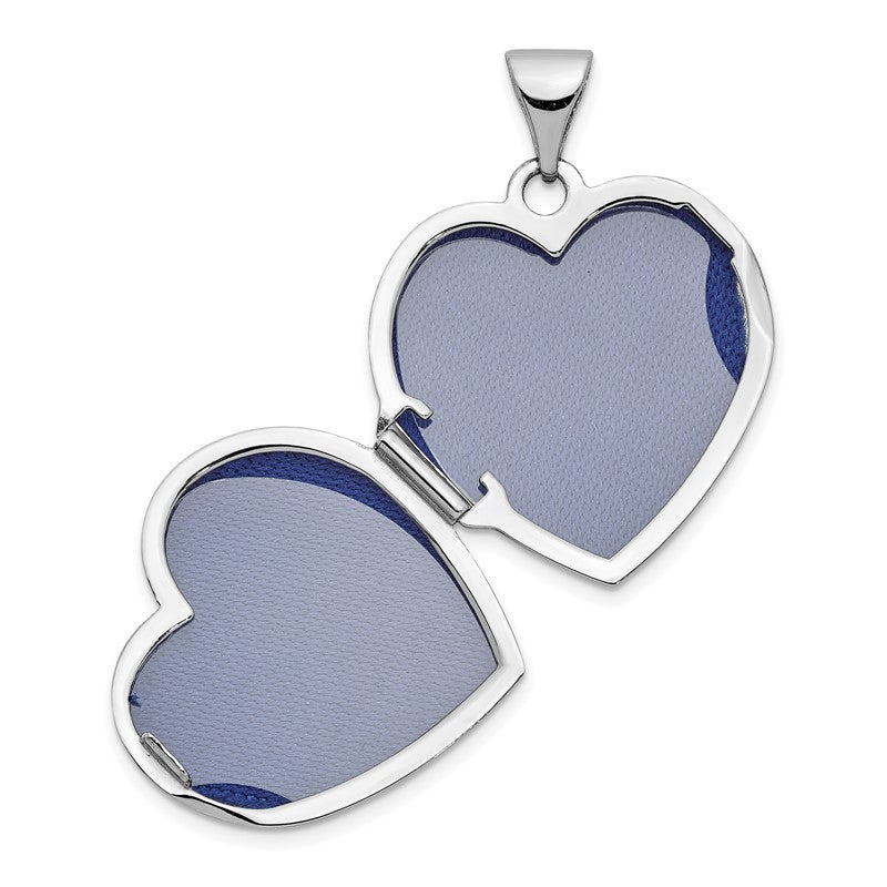 14k White Gold Scrolled Design Reverses to LOVE YOU ALWAYS Script 18mm Heart Locket XL327