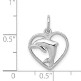 14k White Gold Dolphin in Heart Charm WCH109