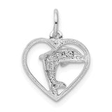 14k White Gold Dolphin in Heart Charm WCH109