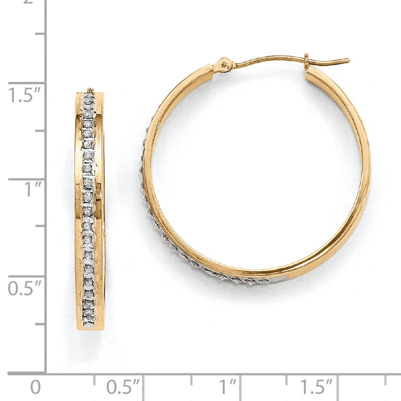 14k Diamond Fascination Diamond Dust/Accent 4x31mm Round Hoop Earrings DF161