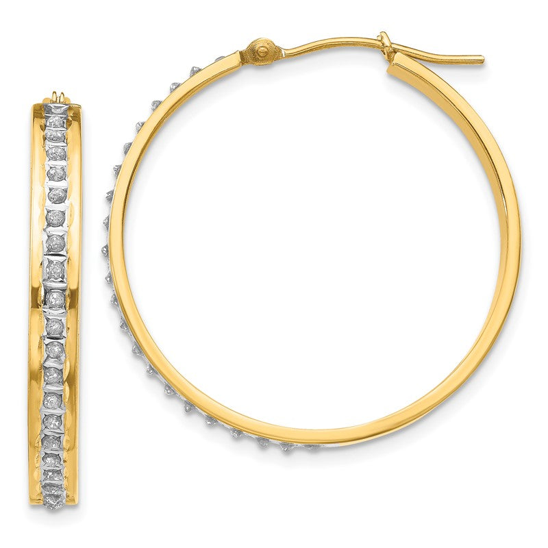 14k Diamond Fascination Diamond Dust/Accent 4x31mm Round Hoop Earrings DF161