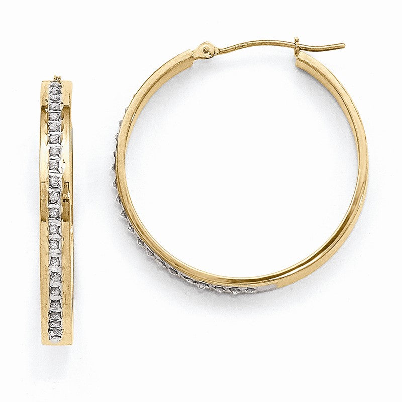 14k Diamond Fascination Diamond Dust/Accent 4x31mm Round Hoop Earrings DF161