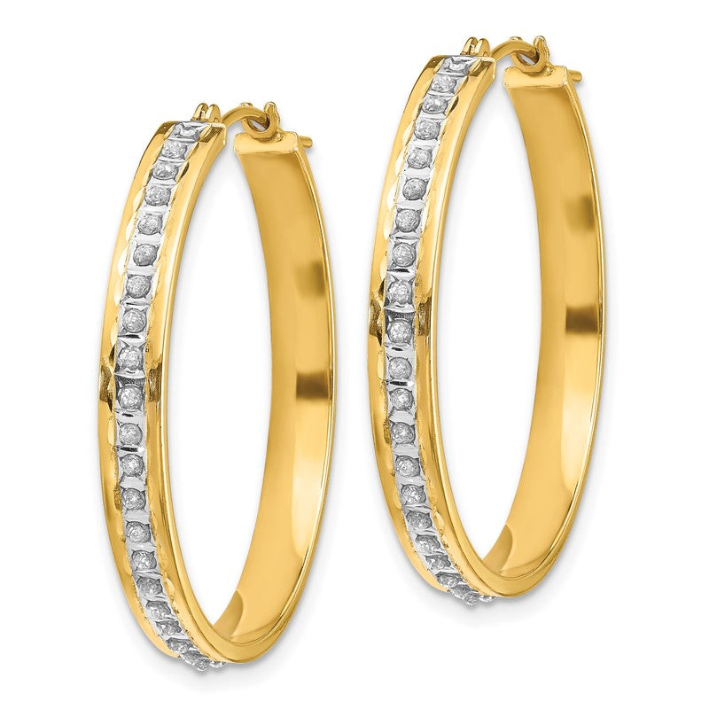 14k Diamond Fascination Diamond Dust/Accent 4x31mm Round Hoop Earrings DF161