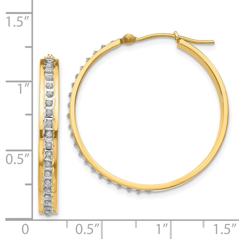 14k Diamond Fascination Diamond Dust/Accent 4x31mm Round Hoop Earrings DF161
