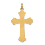14k Hollow Polished Woven Fleur de Lis Cross Pendant XR1821