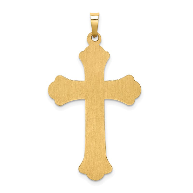 14k Hollow Polished Woven Fleur de Lis Cross Pendant XR1821
