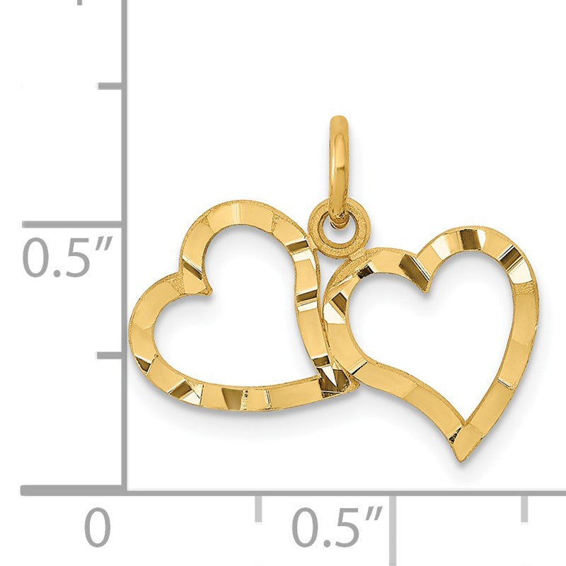 14K Polished Double Heart Pendant C309