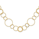 14K Polished Diamond-cut and Textured Circles 18 inch Necklace SF1668