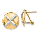 14k and White Rhodium 16mm Polished X-Circle Omega Back Post Earrings TF212
