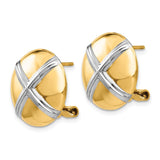 14k and White Rhodium 16mm Polished X-Circle Omega Back Post Earrings TF212
