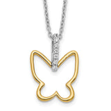 14k Two-tone 1/10 carat Diamond Butterfly 18 inch Necklace PM3799