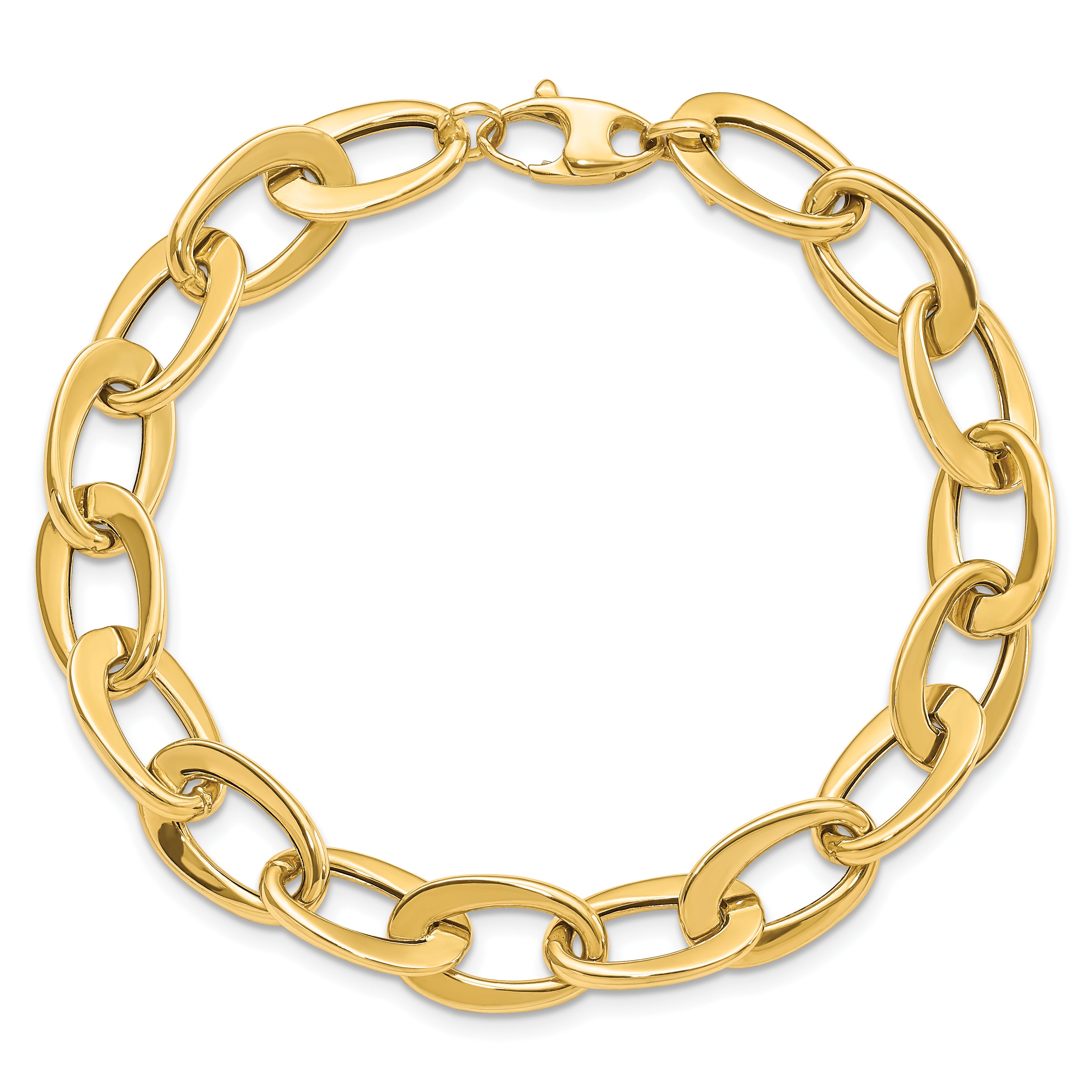 14k Polished 9.7mm Fancy Cable Link 8 inch Bracelet SF2375