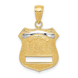 14k and White Rhodium POLICE Badge Pendant K4926