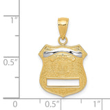 14k and White Rhodium POLICE Badge Pendant K4926