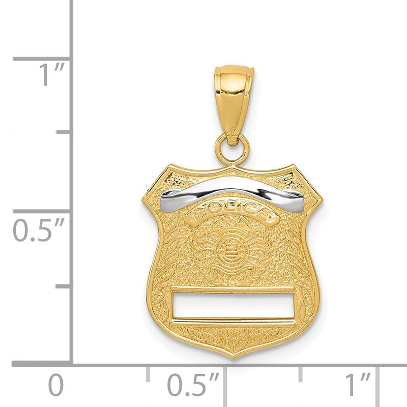 14k and White Rhodium POLICE Badge Pendant K4926