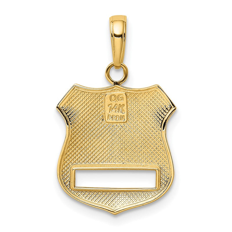 14k and White Rhodium POLICE Badge Pendant K4926