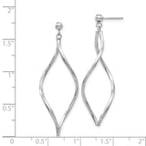 14k White Gold Twisted Oval Dangle Post Earrings YE1514