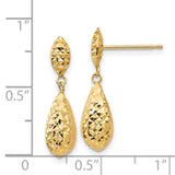 14k Diamond-cut Puffed Teardrop Dangle Post Earrings TL506