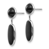 14k White Gold Black Onyx Oval Dangle Post Earrings XY815