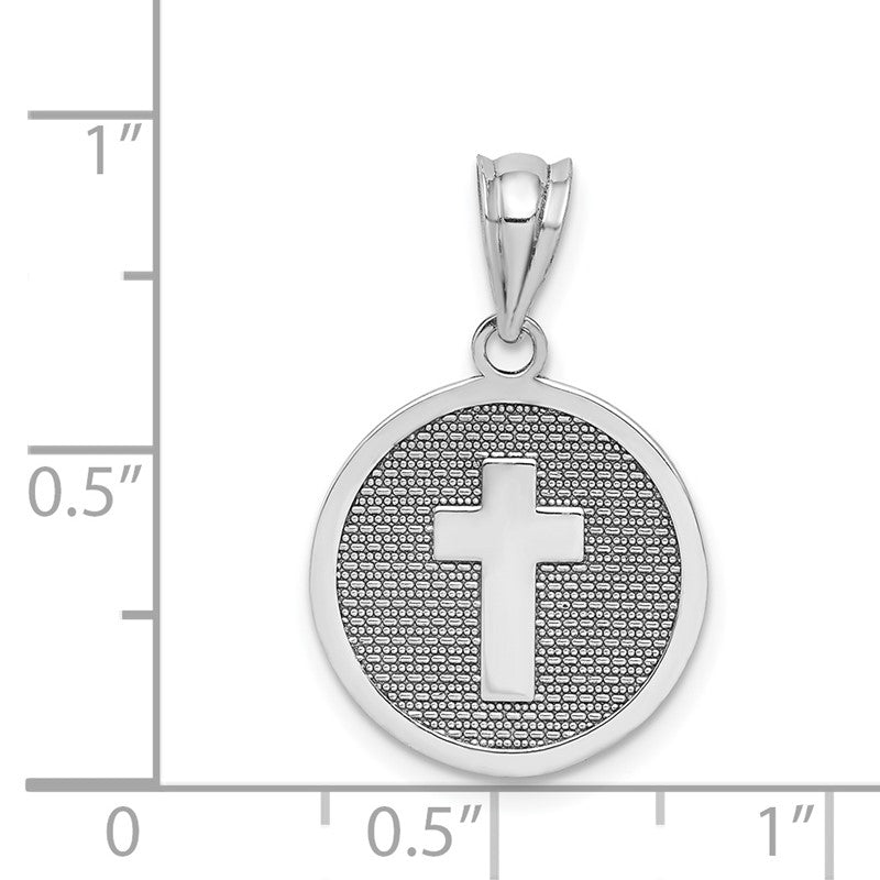 14k White Gold Reversible Cross and 1ST HOLY COMMUNION Charm K5086