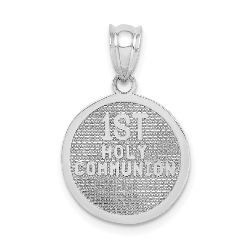 14k White Gold Reversible Cross and 1ST HOLY COMMUNION Charm K5086