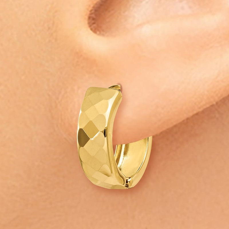 14k Textured Hinged Hoop Earrings TL574