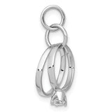 14k White Gold Polished 3-D CZ Wedding Rings Charm XAC898