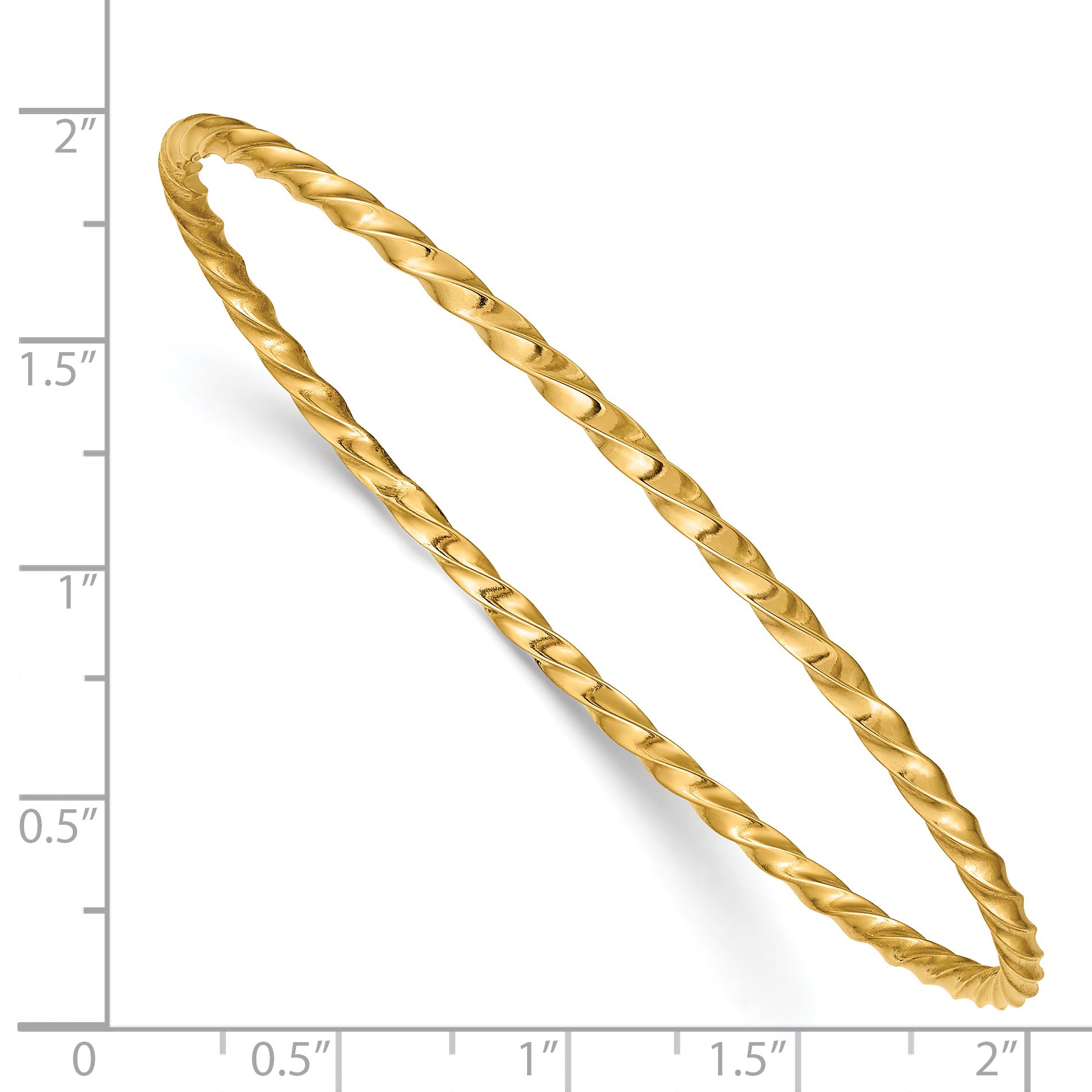 14k Polished Twisted 2.50mm Slip-on Round Bangle Bracelet DB569