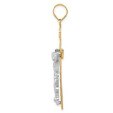 14K Two-tone Diamond-cut Lattice Cross with Crucifix Pendant M2595