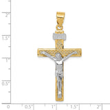 14K Two-tone Diamond-cut Lattice Cross with Crucifix Pendant M2595